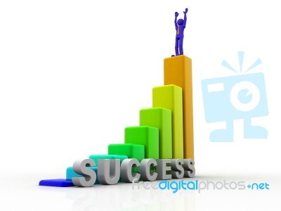3d Successful Business Graph Stock Image