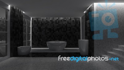 3d Toilet Interior Design Stock Photo