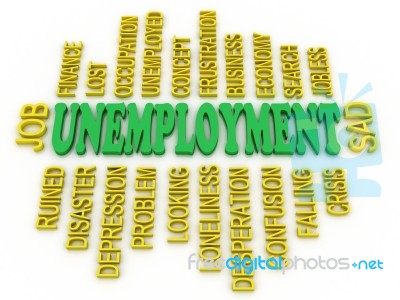 3d Unemployment Message Concept. Jobs Crisis Concept Stock Image