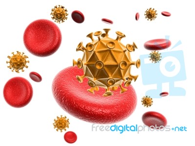 3d Virus And Blood Cells Stock Image