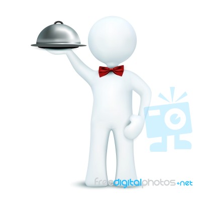 3d Waiter Serving Food Stock Image