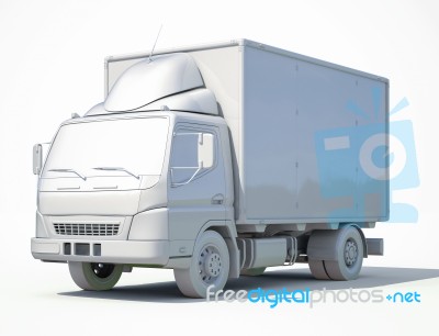 3d White Delivery Truck Icon Stock Image