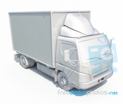 3d White Delivery Truck Icon Stock Image