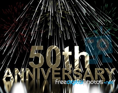 50th Anniversary On Fireworks  Stock Image