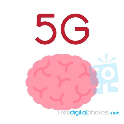 5g Communication Technology With Human Brain Stock Image