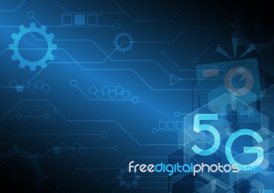 5g Technology Abstract Circle Circuit Hexagonal Background Stock Image