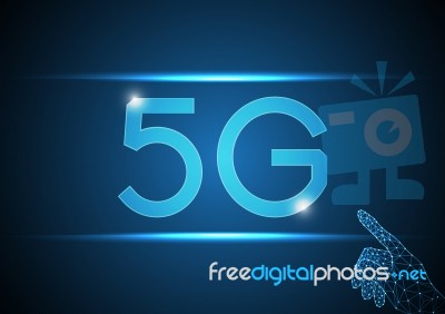 5g Technology Abstract Point Hand Background Stock Image