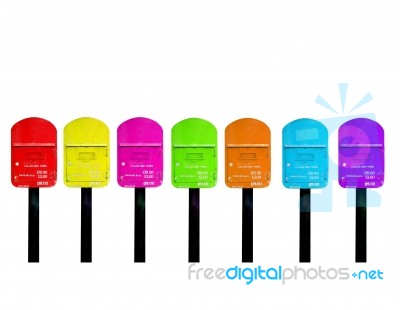 7 Color Postbox Stock Photo