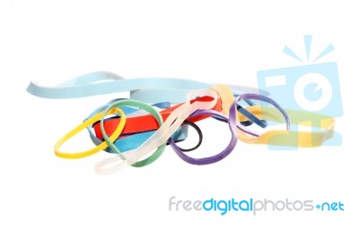 A Colorful Rubber Bands Stock Photo