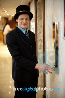 A Doorman In A Hotel Stock Photo A Doorman In A Hotel Stock Photo