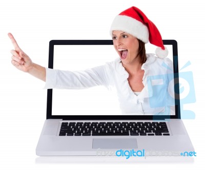 A Girl From Laptop Stock Photo