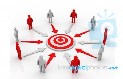 A Group Of Business People In A Circle Aiming For The Target Stock Image