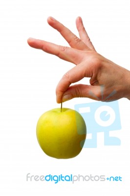 A Hand Holding Apple Stock Photo