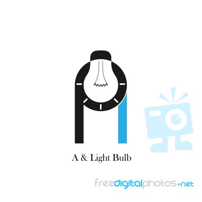 A-letter/alphabet Icon And Light Bulb Abstract Logo Design Stock Image