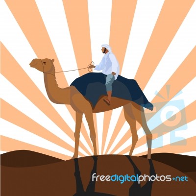A Man Travels On A Camel Stock Image