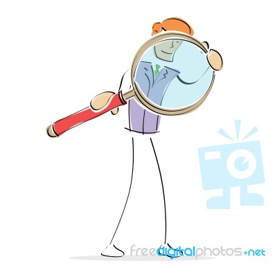A Man With Magnifying Glass Stock Image