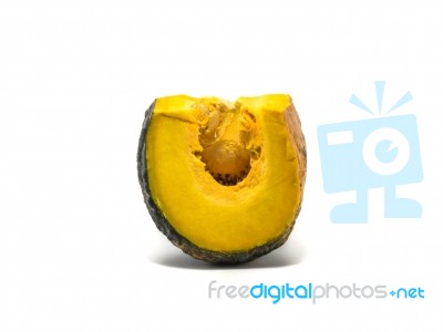 A Quarter Pumpkin Isolated On The White Background Stock Photo
