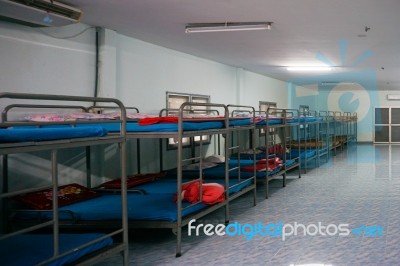 A Row Soldier Bunk Beds Stock Photo
