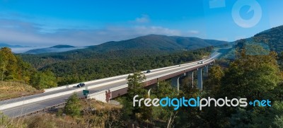 A Rural Interstate Viaduct Through A Forest In Virginia Stock Photo