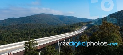 A Rural Interstate Viaduct Through A Forest In Virginia Stock Photo