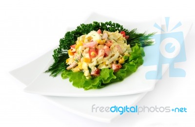 A Salad Of Corn And Chinese Cabbage Stock Photo