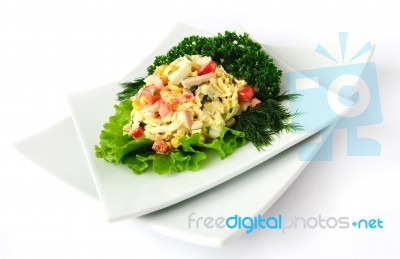 A Salad Of Corn And Chinese Cabbage Stock Photo