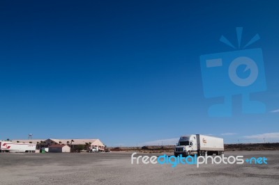 A Truck On The Rest Area Stock Photo