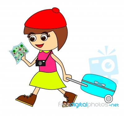 A Young Girl With Tourist Map Stock Image
