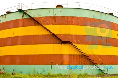 Abandoned Old Oil Tank Stock Photo