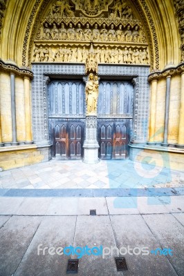 Abbey In   Church Door And Marble Antique  Wall Stock Photo