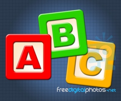 Abc Kids Blocks Means Alphabet Letters And Alphabetical Stock Image