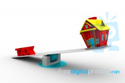 Abstract 3d Illustration Of House And Tax Stock Image