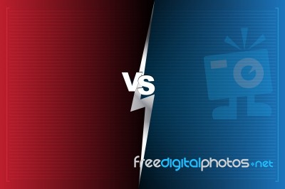 Abstract Background Versus Screen Red And Blue Vs Letters Stock Image