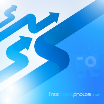 Abstract Blue Arrow Sign Growth To Technology Background Stock Image