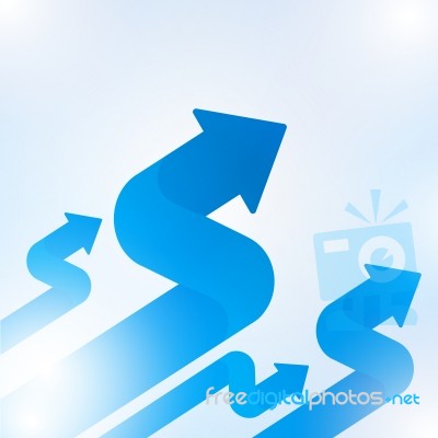 Abstract Blue Arrow Sign Growth To Technology Background Stock Image