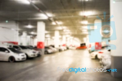 Abstract Blur Parking Car Indoor For Background Stock Photo