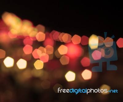Abstract Blurred Night Lights With Vintage Filter Stock Photo