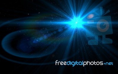 Abstract Burst Lens Flare Over Black Background Stock Image