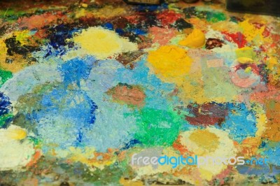 Abstract Colour Oil Paint As Background Stock Photo