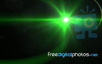 Abstract Green Lens Flare Light Over Black Background Stock Image