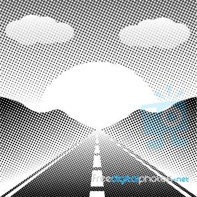 Abstract Landscape Highway With Halftone Style Stock Image