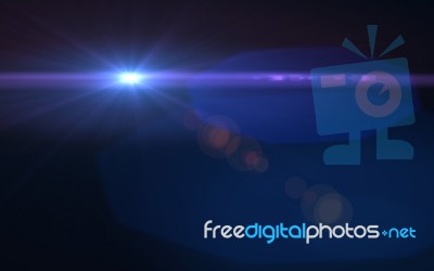 Abstract Lens Flare Light Blue Light And Horizontal Black Backgr… Stock Image