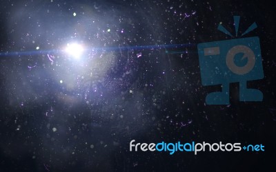 Abstract Of Lighting Digital Blue Lens Flare In Dark Background.galaxy Burst Of Light Stock Image