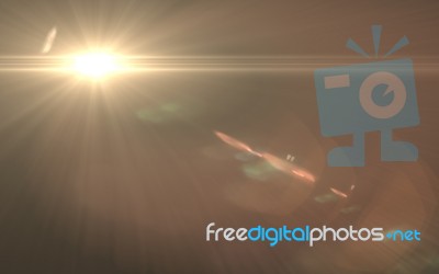 Abstract Of Sun With Digital Lens Flare. Natural Background With… Stock Image