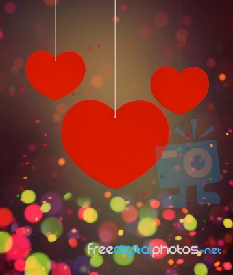 Abstract Red Hearts Decorated On Colorful Background Stock Image