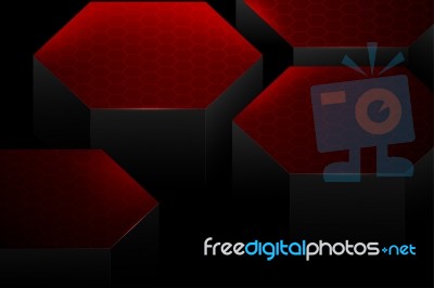 Abstract Red Hexagonal Shapes Scene Stock Image