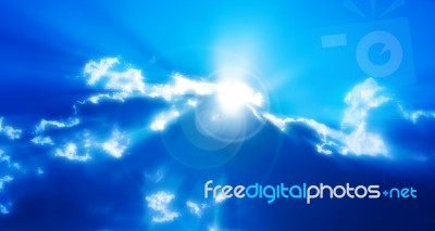 Abstract Sun Rays Through The Cloud Stock Photo