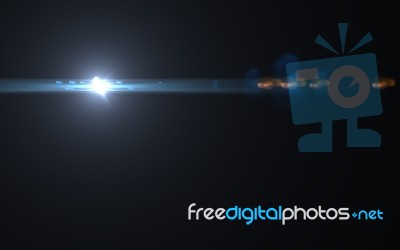 Abstract Thick Lens Flare Light Over Black Background Stock Image