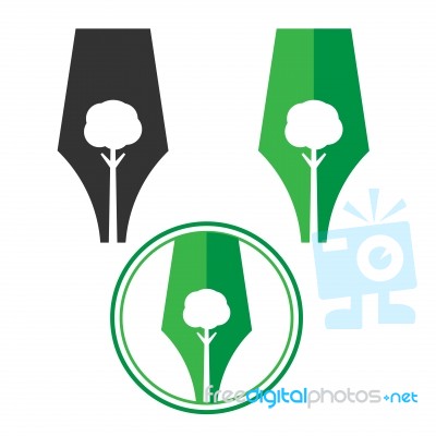 Abstract Tree And Pen Logo- Logo Stock Image