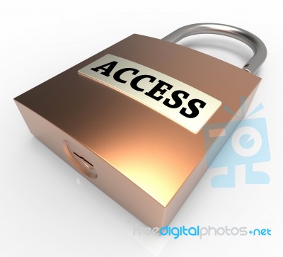 Access Padlock Shows Entry Protection 3d Rendering Stock Image